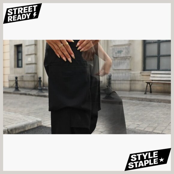 High Waisted Parachute Cargo Pants with 6 Pockets Quick Dry Water-Resistant - Picture 7 of 7